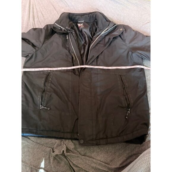 ZeroXposur XL Mens Black Winter Coat Insulated Hooded Full Zip Padded Jacket - Picture 5 of 7